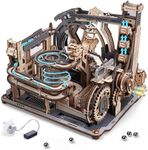 ROBOTIME Motorised Wooden Puzzles for Adults - 3D Puzzles for Adults LGC01 Marble Spaceport - Wooden Marble Run Model to Build - Space/STEM/Engineering Gift