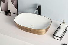 Sulit Wash Basin Ceramic Table Top Countertop Designer Premium /Vessel Sink Over Counter | Wash Basin For Bathroom & Livingroom , Dinningroom, Office, Home Decor, Rectangle(61 x 38.5 x 13.5 cms,Rose Gold)