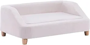 Critter Sitters 36-In. Microfiber White Rectangular Dog Sofa for Medium-Sized Dogs, Modern and Stylish Elevated Dog Bed for Home or Apartment, Comfortable and Easy to Clean Pet Beds