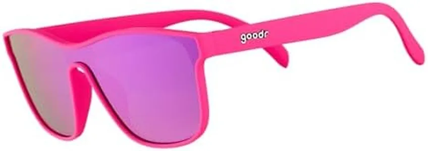 goodr See You at the Party, Richter! Polarized Sunglasses, Medium Sized (VRG), Pink Solid Frames with Purple Mirrored Reflective Lens, UV400 Protection, No Slip, No Bounce