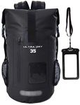 Premium 35L Waterproof Dry Bag Backpack, Sack with Phone Dry Bag, Perfect for Boating/Kayaking/Canoeing/Fishing/Rafting/Swimming/Camping/Snowboarding (35 L, Black)