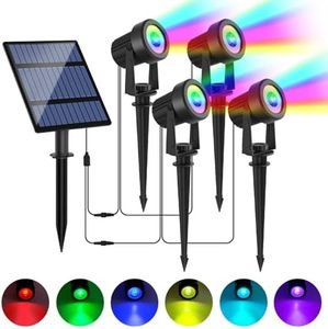 LINQELLY RGB Solar Spot Lights Outdoor 4Pack Color Changing Landscape Lighting IP65 Waterproof Auto Dusk to Dawn SpotLights Christmas Decorative Lighting for Garden Yard Pathway