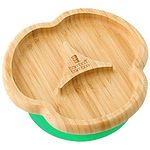 bamboo bamboo Baby Plate and Toddler Plate, Suction Plate for Feeding and Weaning, Bamboo Divider Taste Plate with Secure Suction, Suction Plates for Babies from 6 Months (Divider, Green)