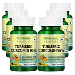 Morpheme Remedies Turmeric Curcumin (95% Curcuminoids) with Piperine For Faster Absorption - 500mg Extract - 60 Veg Caps - 6 Bottles