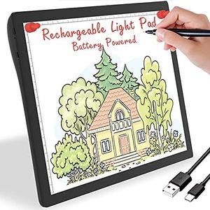 Rechargeable Light Box for Tracing Board Portable Cordless Light Pad Drawing A4 LED Trace Lights, Golspark Wireless Battery Operated Copy Board Dimmable Black Diamond Painting Sketch