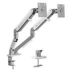 Artikel Double Monitor Desk Mount | Adjustable Heavy Duty Monitor Arms | VESA Mount with C Clamp & Grommet Mounting Base | Computer Monitor Stand for Screen up to 32 inch | Table Mounted | Sleek White