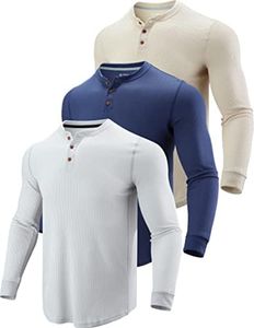 Liberty Pro 3 Pack Mens Long Sleeve Waffle Henley Shirts Thermal Casual Fit Fashion Lightweight Apparel, Set 2, 3X-Large