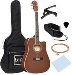 Best Choice Products 41in Beginner Acoustic Guitar Full Size All Wood Cutaway Guitar Starter Set Bundle with Case, Strap, Capo, Strings, Picks - Dark Brown