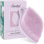 Sndyi Silicone Body Scrubber, Gentle Exfoliating Body Scrubber for Sensitive Skin, Leaf Shaped Shower Scrubber for Body with Lathering Bristles, Silicone Loofah Body Brush for Showering, Purple