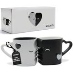 MIAMIO - Coffee Mugs/Kissing Mugs Bridal Pair Gift Set for Weddings/Birthday/Anniversary with Gift Box (Black)