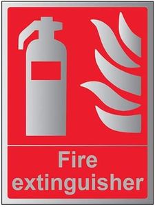 VSafety Fire Equipment-Fire Extinguisher Sign - 200mm x 300mm - 3mm Brushed Alu Comp