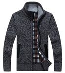 LemonGirl Mens Casual Slim Full Zip Knitted Cardigan Sweater with Pocked DeepGray