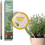 Sprout Wood-Cased Pencils | Happy Bee Edition | #2 HB Pre-Sharpened Graphite Plantable Wooden Pencils with Bee-friendly Flower, Herb & Vegetable Seed | GEngraved with Inspirational Quotes | 5 Pack