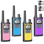 Walkie Talkies Long Range for Adults Kids, NXGKET Rechargeable 2 Way Radios 22 Ch with 1800mAh Li-ion Battery USB-C Cable NOAA Weather Flashlight VOX for Outdoor Camping Hiking 4 Pack