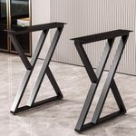 K Group Metal Industrial Dining Modern Table Legs Desk Legs Base Coffee Table Bench Legs Night Stand Office Table 28 inch Triangle Shape Black DIY (1 Set of 2 pcs) 28"H x17.5"