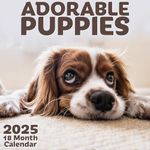 Canadian 18-Month Wall Calendar, 100% Biodegradable 11x17 Inch (Open), Canadian Holidays in English & French, Jul 2024 - Dec 2025 Monthly Calendar, Adorable Puppies by EcoEarth