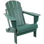 Sunnydaze Folding All-Weather Adirondack Chair - for Patio or Yard - 300-Pound Capacity - 34.5-Inch - Green