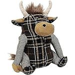 Riva Paoletti Highland Cow Doorstop - Heavyweight Sand Filling - 100% Polyester - 22 x 24 x 15cm (9" x 9" x 6" inches) - Designed in the UK, Brown