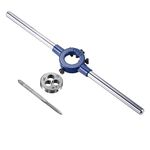 uxcell 4-40 UNC Tap and Die Set with 20mm Round Die Stock Handle Wrench, High Speed Steel Machine Thread Tap and Round Die Threading Tool