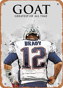 Vintage Look Metal Sign - Tom Brady Goat - 8"X12" Tin Plate Wall Decor