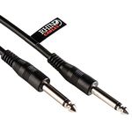 rhinocables Stereo Audio Cable 6.35mm 1/4" Lead Mono Jack Instrument Cable Plugs (Male to Male) for Electric Guitar, Bass, Amp, Keyboard, and Sound Mixing, Black (50cm)