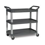 Rubbermaid Commercial FG409100GRAY XTRA Service and Utility Cart, 3-Shelf Open-Sided, Gray