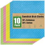 smiry Swedish Dish Cloth - 10 Pack Reusable Cleaning Cloths, Lint-Free No Odor Kitchen Towels Quick Drying Absorbent Cellulose Sponge Cloths for Dish Washing & Cleaning (Assorted Color)