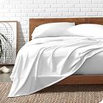 Bare Home 100% Organic Cotton Jersey Sheet Set, Ultra Soft, 100% Cotton - Sheet Set & Pillowcases - Deep Pocket Bed Sheets (Queen, White)