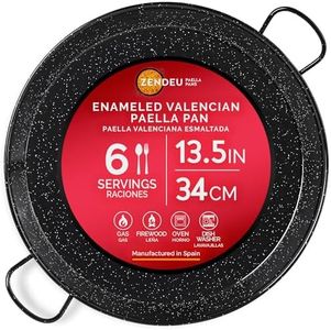 ZENDEU - Paella Pan 13.5 inch - Enameled Steel Paella Pan, Made in Spain - Easy Cleaning - Enameled Steel, 13.5 in - 34 cm (6 Servings) Cook your own Spanish Paella
