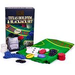 M.Y Texas Hold'em Poker & Blackjack Set - Includes Poker Chips Deck of Cards and Mat