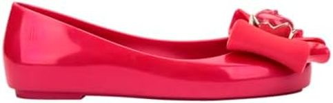 mini melissa Girl's Sweet Love + Disney Princess Jelly Ballet Flat for Kids - Jelly Ballerina Shoes for Girls, Disney-Inspired Ballet Flat, Red, 4