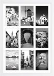 Golden State Art, 13.6x19.7 Matted White Wood 9-Opening for 4x6 Collage Picture Frame