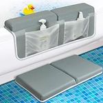 WeZest Bath Kneeler With Elbow Rest Pad Set,Anti-Skid Kneeling Pad and Elbow Support for Baby Bathing Time. Bathtub Kneeling Cushion Mats with Storage Bag Quick-Drying for Bathroom Kneeling