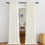 NICETOWN Faux Linen Sheer Curtains 80 inch Length for Doorway, Rod Pocket & Back Tab Semi Sheer with Light Through Window Treatments for Farmhouse/Bedroom, Natural, W34 x L80, Set of 2