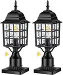 VIANIS Dusk to Dawn Outdoor Post Lights with 3-inch Pier Mount Base, 19.3" Exterior Post Lantern Fixture with Tempered Glass, Anti-Rust Die Cast Aluminum Light Posts for Outside, Matte Black Lampost