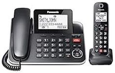 Panasonic DECT 6.0 2-in-1 Corded/Cordless Phone with Answering Machine, Advanced Call Block (1,000 Numbers), and Talking Caller ID - 1 Cordless Handset - KX-TGF870CB, Black