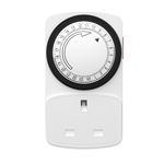 HBN 24 Hour Timer Plug Socket UK,Plug-in Segment Plugs Timers Switch,Programmable Energy Saving Light Switchs for Home Security Light Socket,Lamp, Christmas Lights(15min,1Pack)