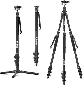 ULANZI TT35 5-in-1 Tripod Carbon Fiber, 57.48" Camera Travel Tripod & Monopod, Lightweight Compact Trekking Pole with 360° Ball Head, Quick Release Plate for DSLR, Smartphone, Action Cam