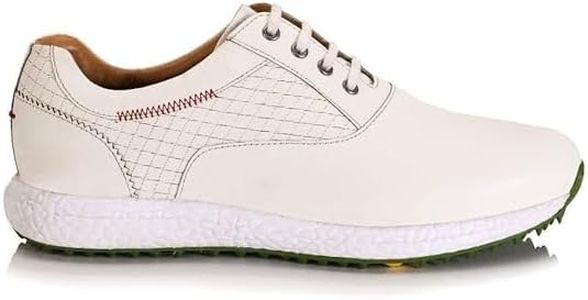 HITCARO® Golf Shoe | Light Weight | Waterproof | Black/Brown/Coffee/White | Golf Shoe with Button Type LACE UP (White, UK Footwear Size System, Adult, Men, Numeric, Medium, 10)