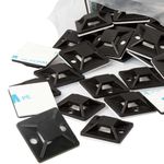 Zip Tie Mounts - Small Cable Tie Adhesive Mount, 1n black 100PCS. Wires Zip Tie Adhesive-backed anchors perfect for Pedal Board Cable Management Outdoor Indoor