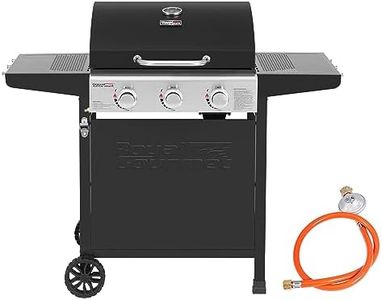 Royal Gourmet Gasgrill Grillwagen 3 Brenner 9 kW Camping Gaskocher mit Kochplatte, Gartengrill mit Flaschenöffner, Druckminderer und Gasschlauch Grillrost ca. 60 x 42 cm, Schwarz