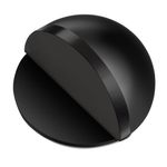 Hotop Self-Adhesive Floor Door Stoppers Oval Stainless Steel Door Stop Floor Mounted Half Moon Wall Protector Polished Doorstop with Glues for Hard Floor Glass Door (Black,1 Pcs)