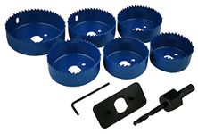 Olympic Fixings Downlight Holesaw 9 Piece Set 60, 65, 70, 72, 75 & 85mm Steel Hole Saw Cutters, Arbor and Accessories Ceiling Downlighter Installation Kit for Plasterboard, Plastic & Wood