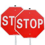 AzReference Stop Sign with Stake (2 Pack) - 12 x 12 Inches Street Road Slow Warning Signs with Ground/Handheld Stake - Rust Free Aluminum- Waterproof and Weather Resistant Traffic Sign