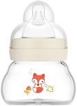 MAM Bottle Feel Good, Extra-Small Glass Baby Bottle with Extra Slow Flow MAM Teats Size 0, Heat-Resistant Glass Baby Bottle for Newborns, Unisex, 1x 90 ml