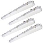 DAKASON 4-Pack LED Vapor Tight Light 40W (80W Eq.) 4200lm, 4FT Outdoor Shop Light Waterproof 5000K IP66 100-277V LED Vapor Proof Fixture for Parking Garage Car Wash Warehouse UL Listed