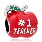 LSxAB No.1 Teacher Red Apple Charm Compatible with Pandora Charms Bracelets