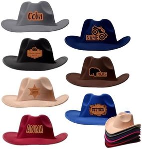 Personalized Kids Cowboy Hat for Boy Birthday Gift Party Hat Custom Western Sheriff Hat Customizable Felt Cowboy Hat with Name(Child/Adult)