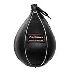 Pro Impact Genuine Leather Speed Bag – Pear Shaped Hanging Ball for Boxing, MMA & Muay Thai – Training Equipment for Doorway Hanging or Ceiling – Boxer Accuracy Workout, Drills & Exercise – Trainer