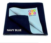 BeyBee Cotton Waterproof Quick Dry Sheet for Baby| Bed Pad Anti-Piling Fleece Extra Absorbent Washable Matress Protector| Baby Bed Protector Sheet for Toddler Children, Small Size, 50X70Cm, Dark Blue